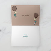 Calico猫が丸まって眠っているフォトブラウンターコイズ カード (内部)