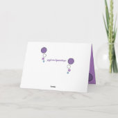 Calico猫が丸まって眠っている写真の紫色の青 カード (裏面)