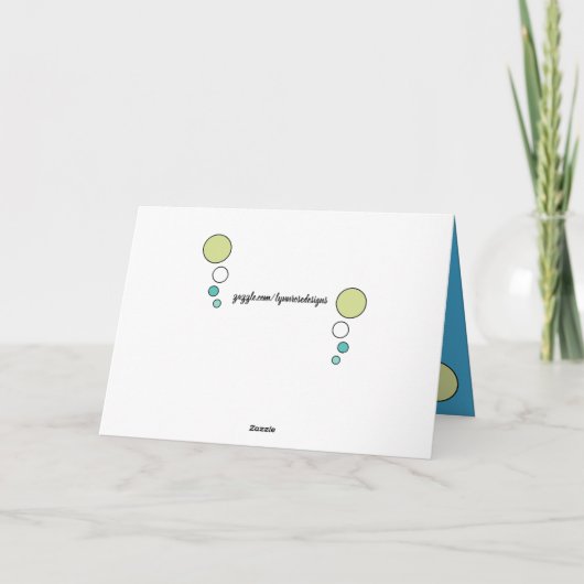 Calico猫が丸まって眠っている写真の黄色の緑 カード (裏面)