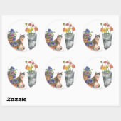 Calico猫パンジーデイジー水彩「ドンファン」 ラウンドシール (シート)