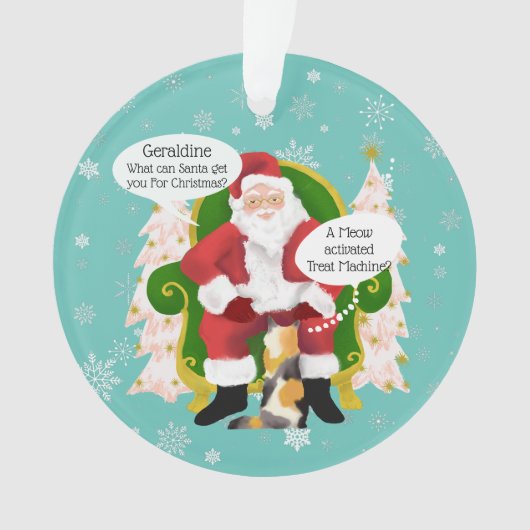 Calico Catおもしろいがサンタクロースにカスタム訪れる オーナメント (正面)