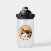Calico Cat 絵画's – かわいいオリジナルキャットアート ウォーターボトル (背面)
