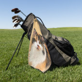 Calico Cat 絵画's – かわいいオリジナルキャットアート ゴルフタオル (グリーン)