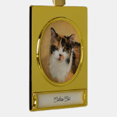 Calico Cat 絵画's – かわいいオリジナルキャットアート ゴールドプレートバナーオーナメント (右)