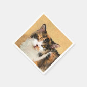 Calico Cat 絵画's – かわいいオリジナルキャットアート スタンダードカクテルナプキン (角)