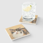 Calico Cat 絵画's – かわいいオリジナルキャットアート ストーンコースター (横)