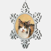 Calico Cat 絵画's – かわいいオリジナルキャットアート スノーフレークピューターオーナメント (右)