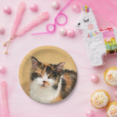 Calico Cat 絵画's – かわいいオリジナルキャットアート ペーパープレート (パーティー)