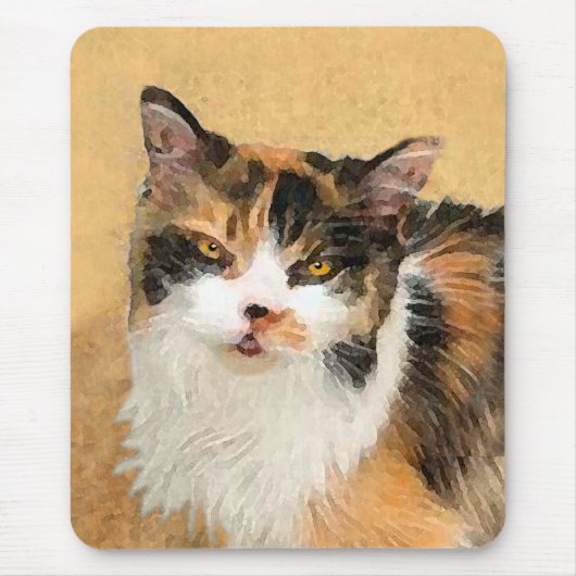 Calico Cat 絵画's – かわいいオリジナルキャットアート マウスパッド (正面)