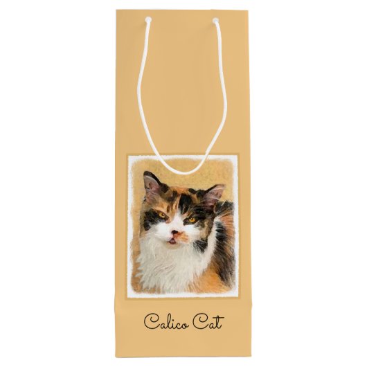 Calico Cat 絵画's – かわいいオリジナルキャットアート ワインギフトバッグ (裏面)