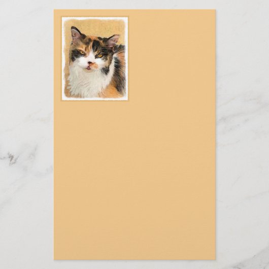 Calico Cat 絵画's – かわいいオリジナルキャットアート 便箋 (正面)