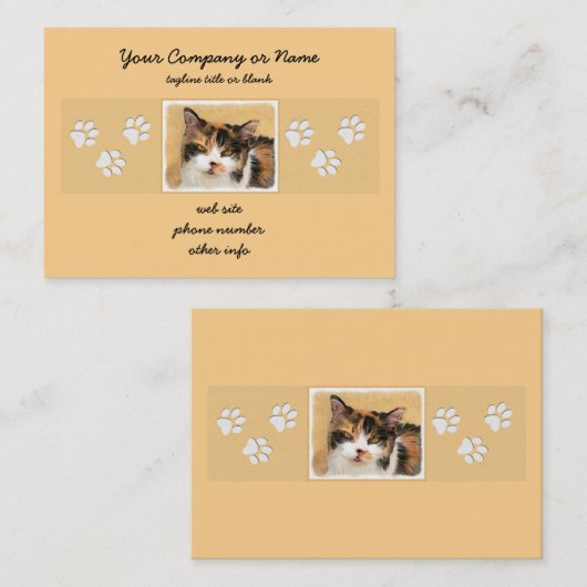 Calico Cat 絵画's – かわいいオリジナルキャットアート 名刺 (正面/裏面)