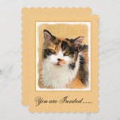 Calico Cat 絵画's – かわいいオリジナルキャットアート 招待状 (正面/裏面)