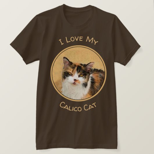 Calico Cat 絵画's – かわいいオリジナルキャットアート Tシャツ (デザイン正面)