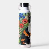 Calico Cat and Folk Art Sunflowers ウォーターボトル (正面)