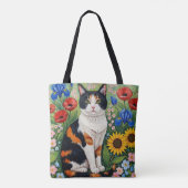 Calico Cat and Folk Art Sunflowers トートバッグ (裏面)