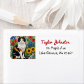 Calico Cat and Folk Art Sunflowers ラベル (インサイチュ)