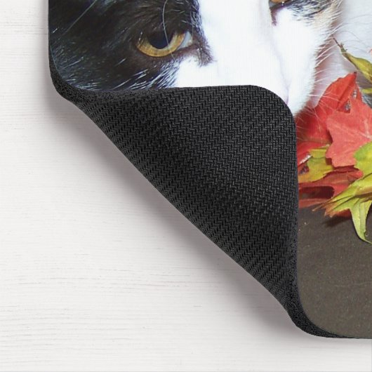Calico Cat Autumn Fall Leaves Mousepad マウスパッド (コーナー)