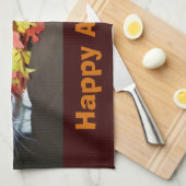 Calico Cat Autumn Fall Leaves Towel キッチンタオル (四つ折り)