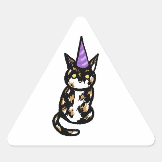 Calico Cat Celebration Sticker 三角形シール (正面)