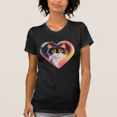 Calico Cat Heart Frame Neon Pop Art Tシャツ (正面)