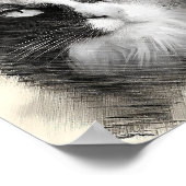 Calico Cat Sketch Art - Feline Portrait Drawing ポスター (角)