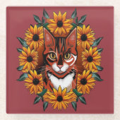 Calico Cat With Black-eyed Susan Maryland State ガラスコースター (正面)