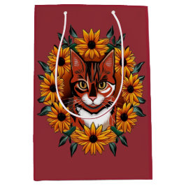 Calico Cat With Black-eyed Susan Maryland State  ミディアムペーパーバッグ