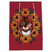 Calico Cat With Black-eyed Susan Maryland State  ミディアムペーパーバッグ (裏面)