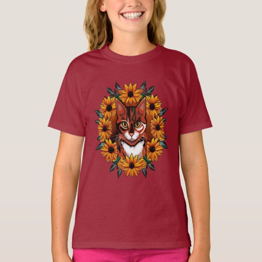 Calico Cat With Black-eyed Susan Maryland State  Tシャツ (正面)