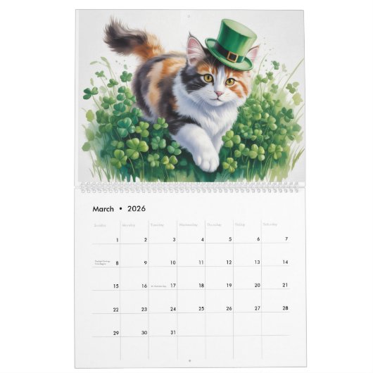 Calico Cats Calendar カレンダー (3月 2026)