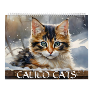 Calico Cats Water Color Art 12ヶ月2025カレンダー カレンダー