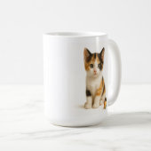 Calico Curiosity – カラーボール付きポップ・アートの猫 コーヒーマグカップ (正面右)