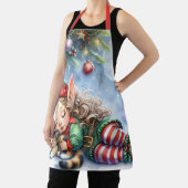 Calico Kittenとの眠るクリスマス小妖精や小人 エプロン (インサイチュ)