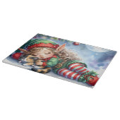 Calico Kittenとの眠るクリスマス小妖精や小人 カッティングボード (角)