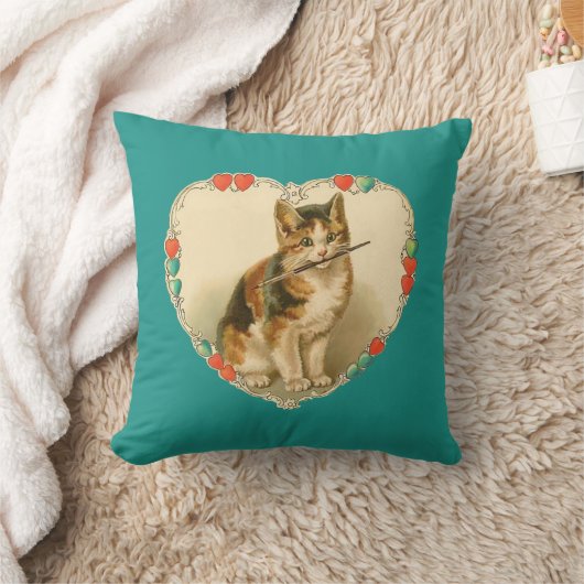 Calico Kittenのハート クッション (ブランケット)