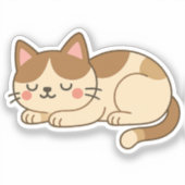 Calico Patch Cat – Cute Sleeping Kitty シール (正面)