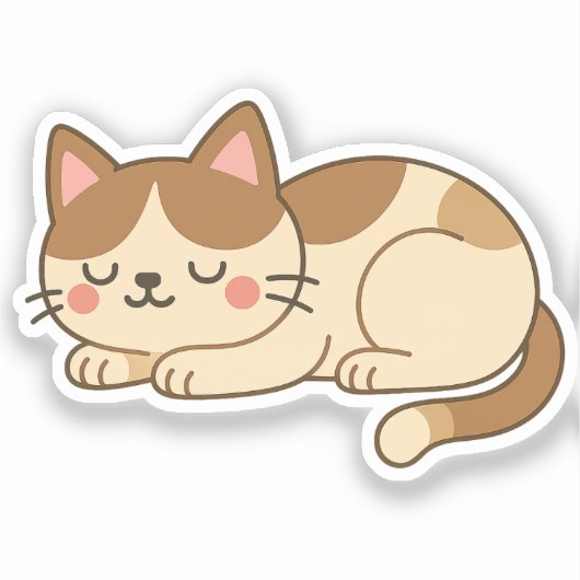 Calico Patch Cat – Cute Sleeping Kitty シール (正面)