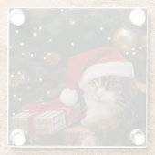 Calico Santa Kitty Glass Coaster ガラスコースター (裏面)