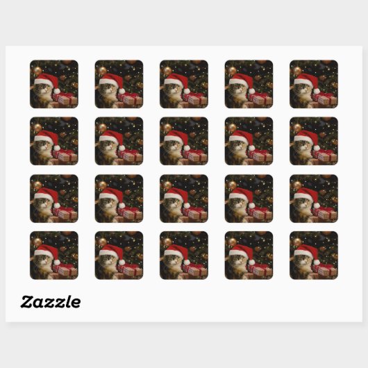 Calico Santa Kitty Stickers スクエアシール (シート)