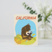 Californai Bearヴィンテージ漫画旅行ポスター ポストカード (スタンド正面)