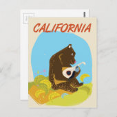 Californai Bearヴィンテージ漫画旅行ポスター ポストカード (正面/裏面)