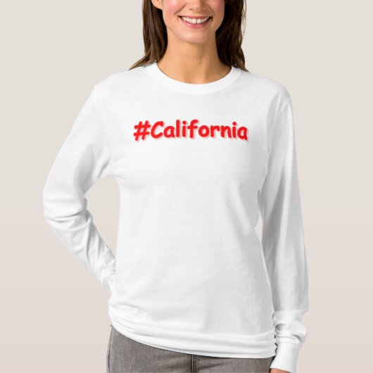 「#California」かわいいデザイン。買今 Tシャツ (正面)