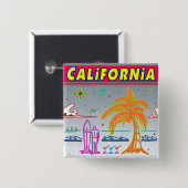 「CALIFORNIA」サーファービーチボタン 缶バッジ (正面&裏面)