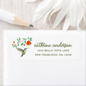 California Anna's Hummingbird and Flowery Branch ラベル (インサイチュ)