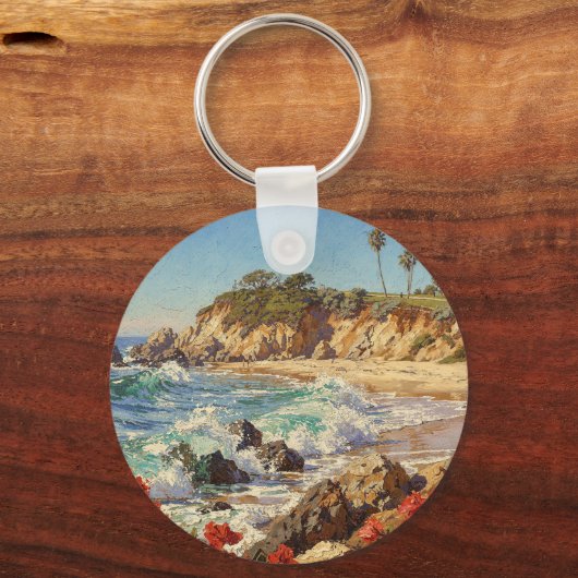 California Beach | Impressionist Coastal Art キーホルダー (裏面)