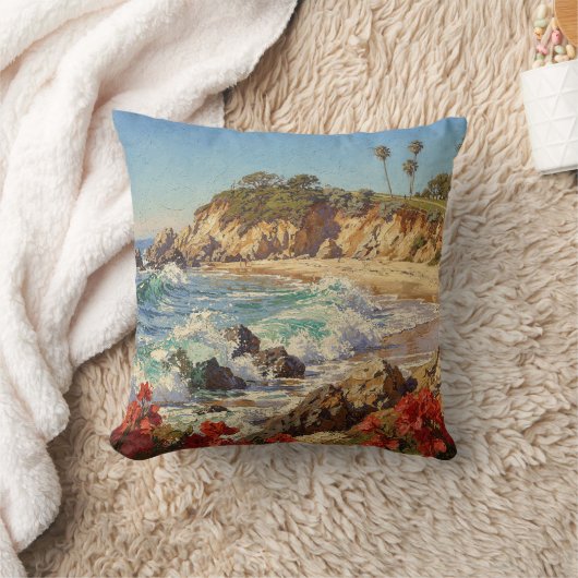  California Beach | Impressionist Coastal Art クッション (ブランケット)
