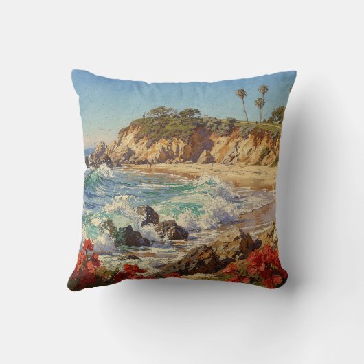 California Beach | Impressionist Coastal Art クッション (裏面)