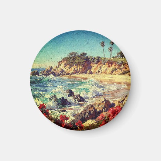  California Beach | Impressionist Coastal Art マグネット (正面)