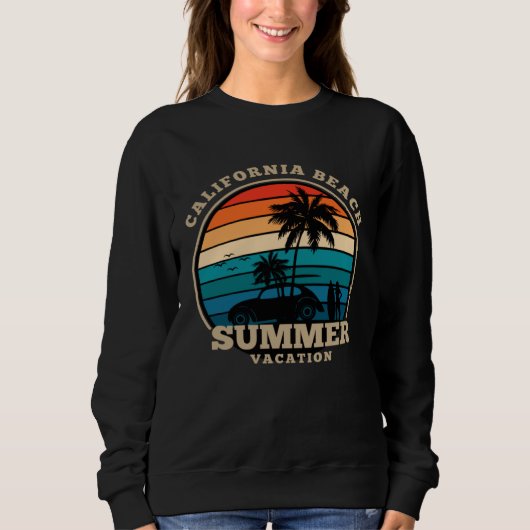 California beach summer surfing USA woman men chil スウェットシャツ (正面)